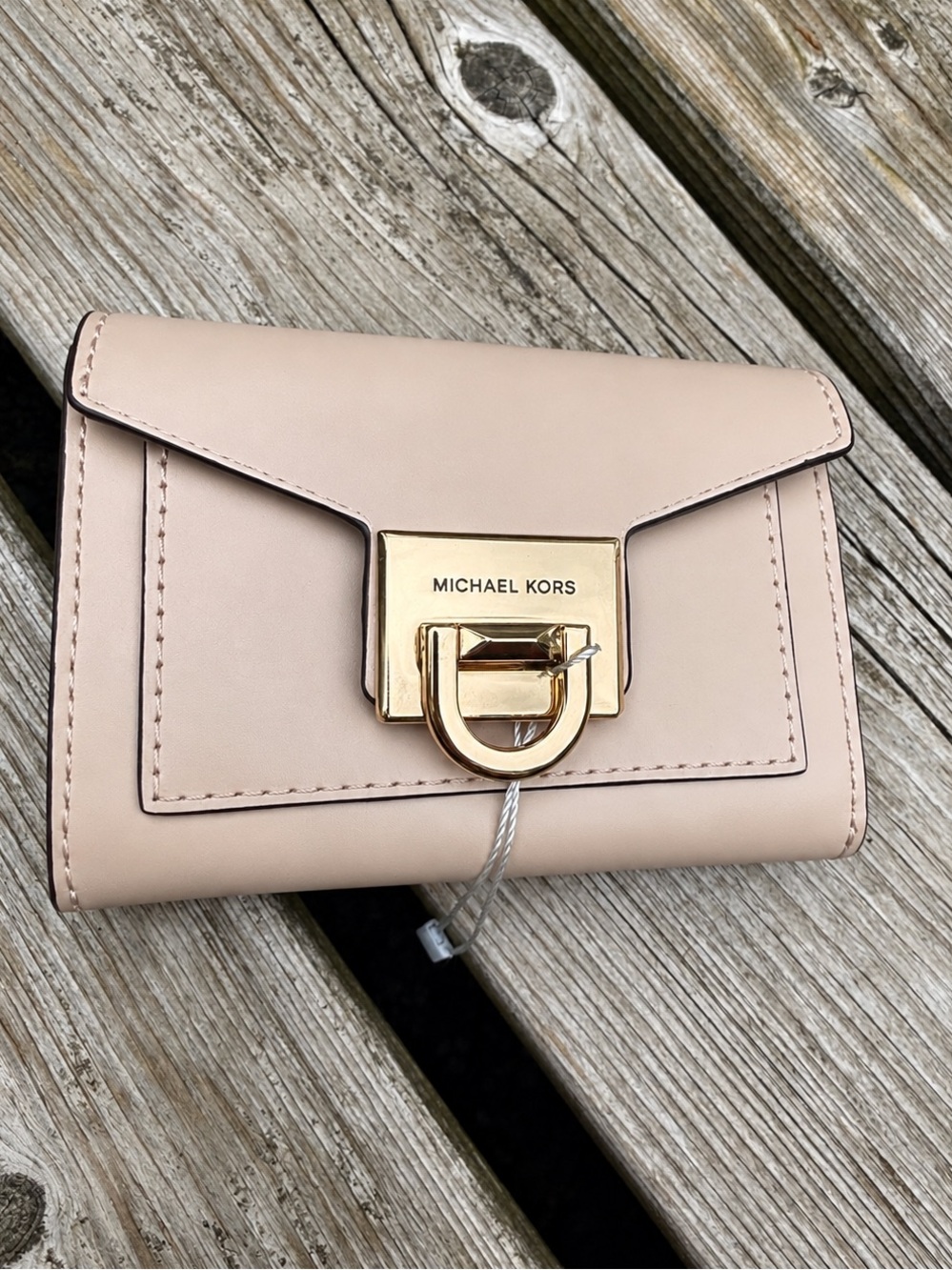 Michael Kors Cece Leather Wallet Blush with gold hardware